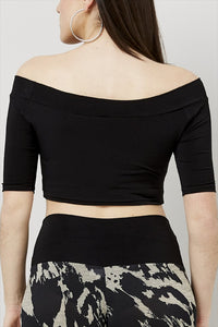 Love Kiki (Aria) - Jersey Knit Fitted Crop Top. Rear view.