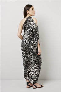 Love Kiki (Cleo) - Jersey loose fit Leopard print dress with single sleeve. Rear View