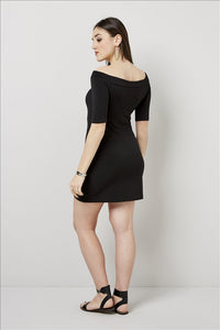 Love Kiki (Elise) - Black fitted mini dress. Rear View