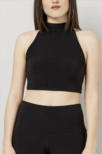 Love Kiki (Maddy) - Jersey Knit Fitted halter neck crop Top. Front View